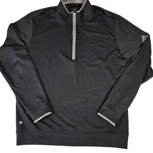 Adidas Pullover Men's M Black Golf Shirt 1/4 Zip End Plastic Waste Long Sleeve